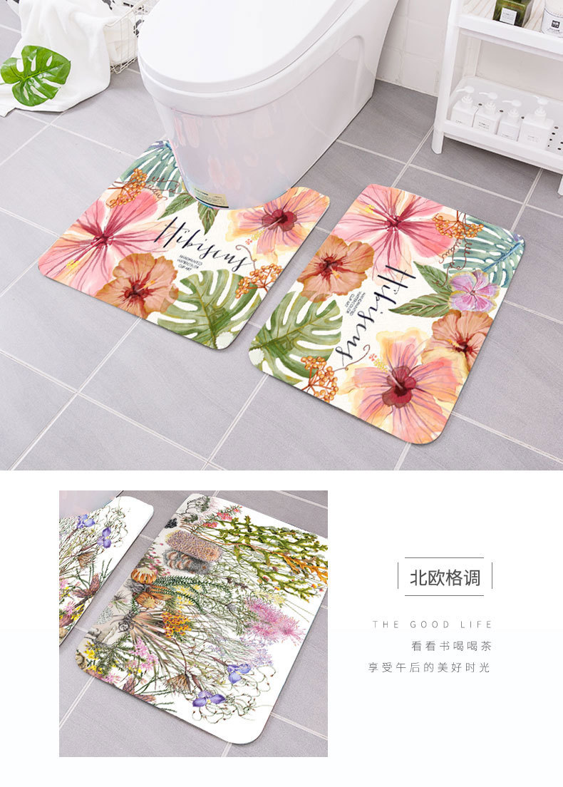 Amazon New Plant Series Carpet Mat Home Bathroom Toilet Three-Piece Set Water-Absorbing Non-Slip Mat Amazon New Plant Series Carpet Mat Home Bathroom Toilet Three-Piece Set Water-Absorbing Non-Slip Mat