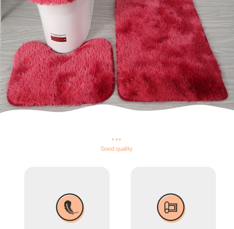 Tie-Dyed Long Wool Carpet Toilet Three-Piece Non-Slip Mat Bathroom Absorbent Set Cross-Border Amazon Hot Sale