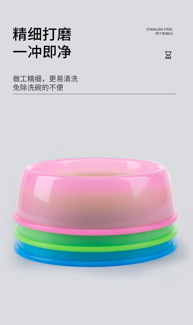 Factory in Stock Hot Sale Candy Color Plastic Pet Bowl Puppy Cat Basin Tableware Small Transparent Water Bowl 0024