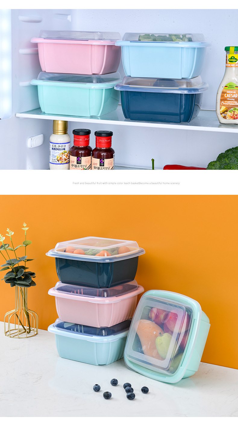 Drain Basket Washing Basin Fruit Transparent Multifunctional Kitchen Storage Plastic Double Layer with Lid Refrigerator Crisper Wholesale Drain Basket Washing Basin Fruit Transparent Multifunctional Kitchen Storage Plastic Double Layer with Lid Refrigerator Crisper Wholesale