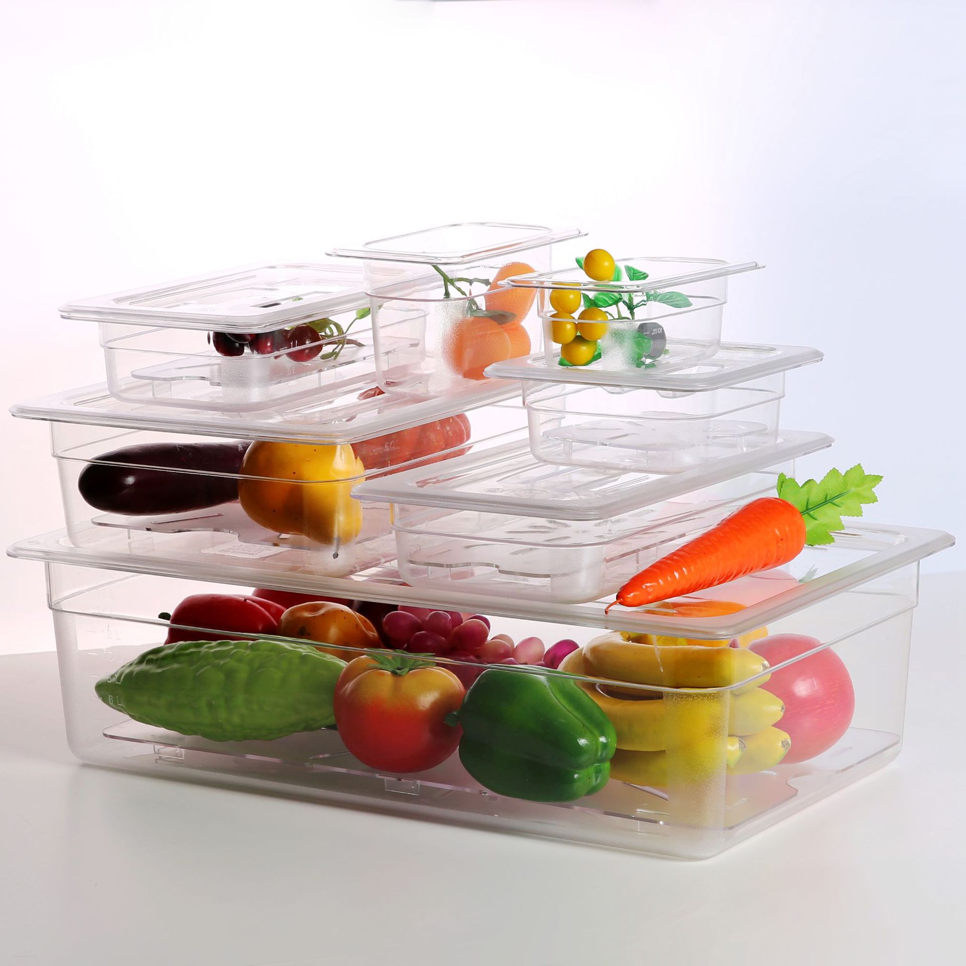 PC Transparent Bowl Rectangular Plastic Fraction Basin Acrylic Food Basin Fruit Box Spicy Hot Pot Salad Bowl with Lid