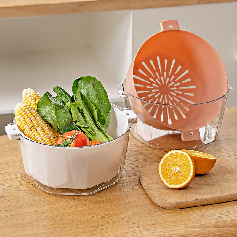 Drain Basket Household Washing Vegetable Basket Fruit Plate Fruit Pot Living Room And Kitchen Plastic Fruit Washing Vegetable Washing Basket Washing Basin