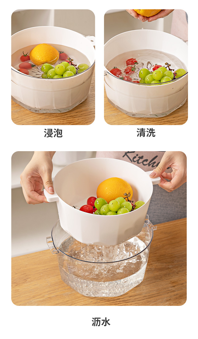 Drain Basket Household Washing Vegetable Basket Fruit Plate Fruit Pot Living Room And Kitchen Plastic Fruit Washing Vegetable Washing Basket Washing Basin
