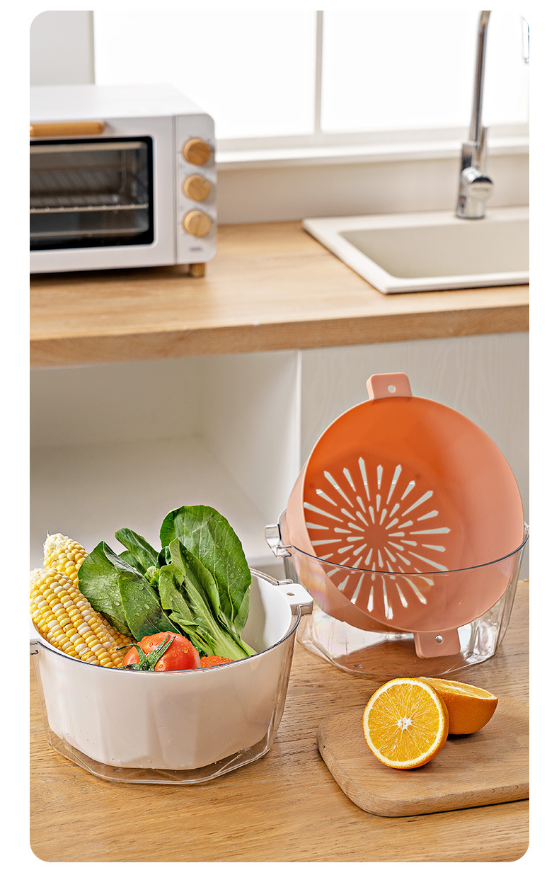 Drain Basket Household Washing Vegetable Basket Fruit Plate Fruit Pot Living Room And Kitchen Plastic Fruit Washing Vegetable Washing Basket Washing Basin
