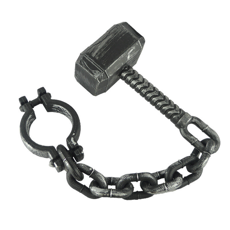 Halloween Props Shackle Prisoner Toy Handcuffs Shackles Plastic Iron Chain Ancient People Chain Hook Chain Hammer