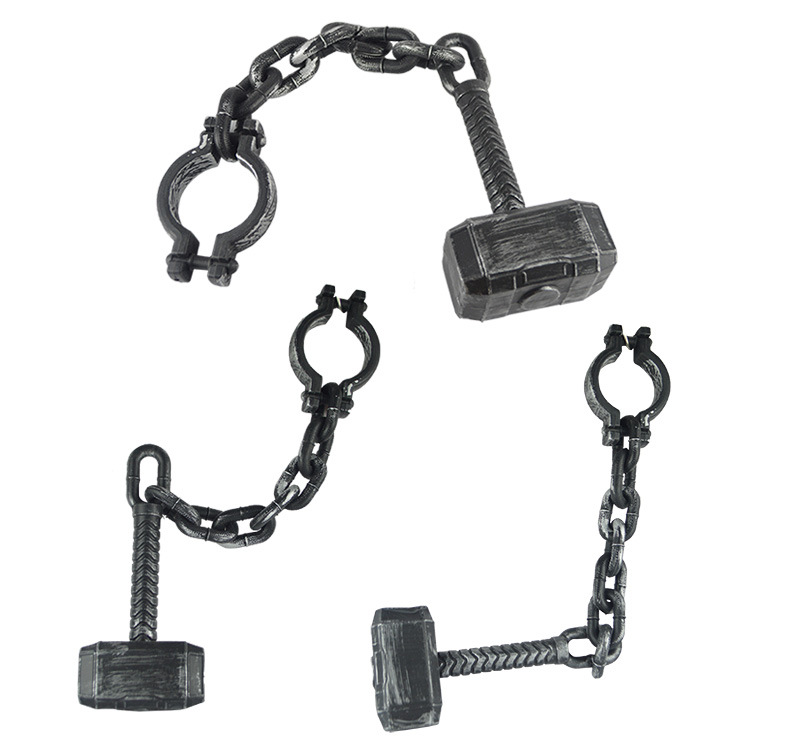 Halloween Props Shackle Prisoner Toy Handcuffs Shackles Plastic Iron Chain Ancient People Chain Hook Chain Hammer Halloween Props Shackle Prisoner Toy Handcuffs Shackles Plastic Iron Chain Ancient People Chain Hook Chain Hammer