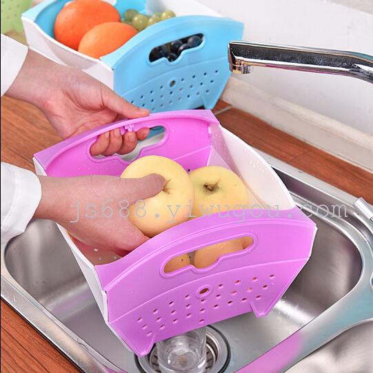 Foldable creative living room household plastic drain basket tray of fruits and vegetables washing basket storage basin