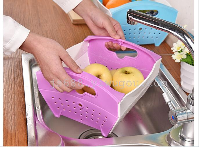 Foldable creative living room household plastic drain basket tray of fruits and vegetables washing basket storage basin