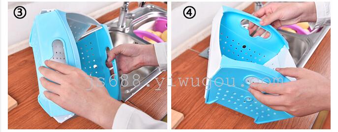 Foldable creative living room household plastic drain basket tray of fruits and vegetables washing basket storage basin
