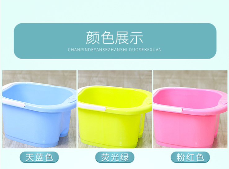 Factory Direct Sales Portable Plastic Six-Wheel Massage Foot Bath Barrel Thickened Roller Feet-Washing Basin Household Feet Bathing Tub