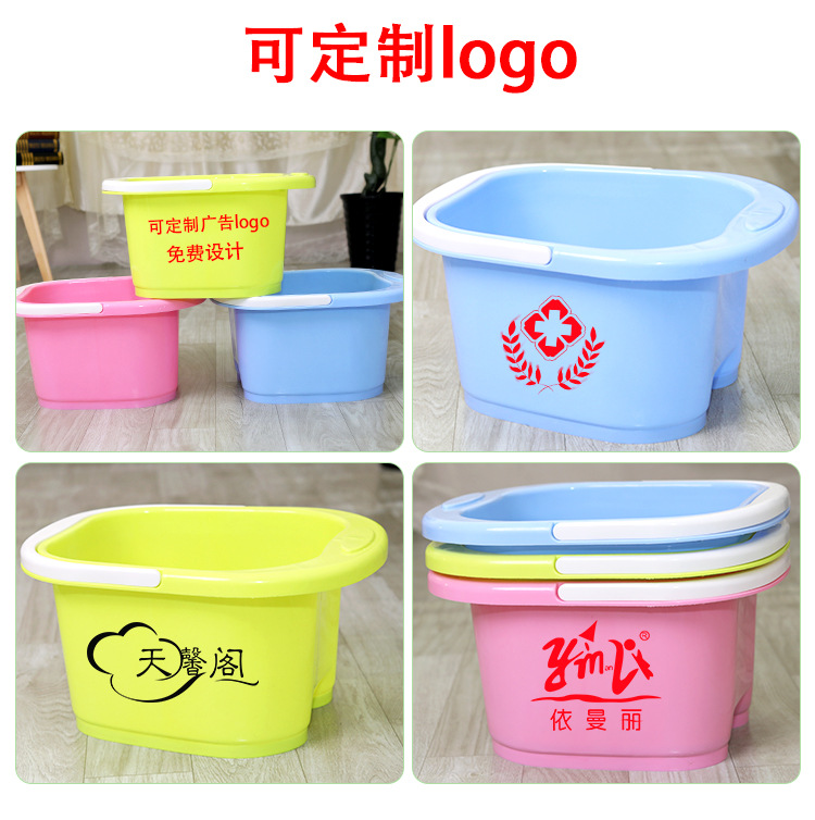 Factory Direct Sales Portable Plastic Six-Wheel Massage Foot Bath Barrel Thickened Roller Feet-Washing Basin Household Feet Bathing Tub