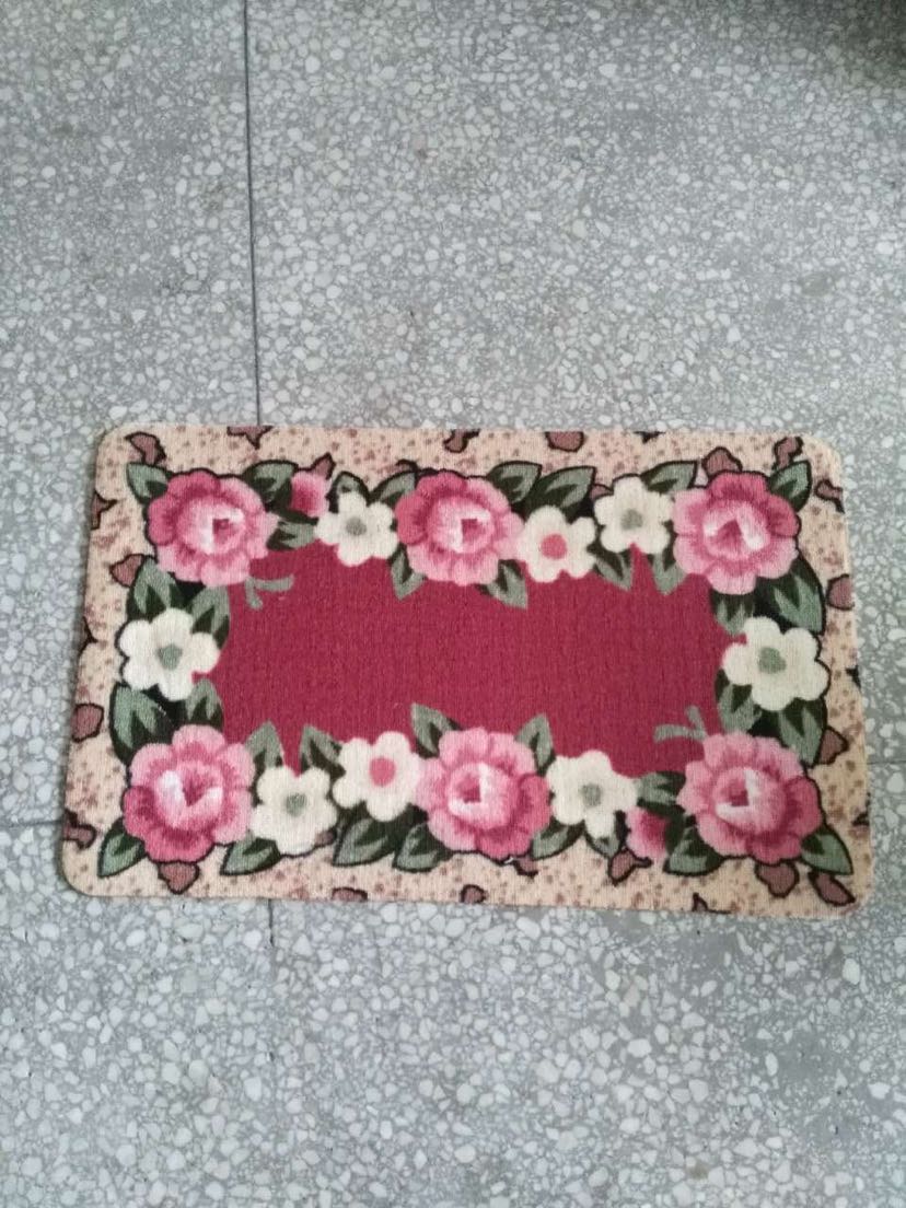 Classic Door Mat Ziwei Loop Velvet Sheet Three Flowers 58*38 Stone Leopard Figure Non-Slip Mat Home Door Mat