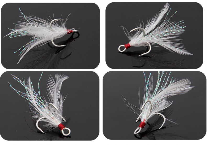 Fishhook 2#/10# Blood Trough Fishhook Tie Wool Iron Plate Fishing Hook Lure Treble Hook Blood Trough Hook Anchor Hook Exlosive Hook