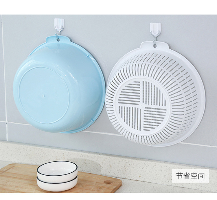 Double-Layer Plastic Drain Basket Kitchen round Fruit Basket Household Storage Water Filter Washing Basin Minimalist Creative Washing Vegetable Basket Double-Layer Plastic Drain Basket Kitchen round Fruit Basket Household Storage Water Filter Washing Basin Minimalist Creative Washing Vegetable Basket