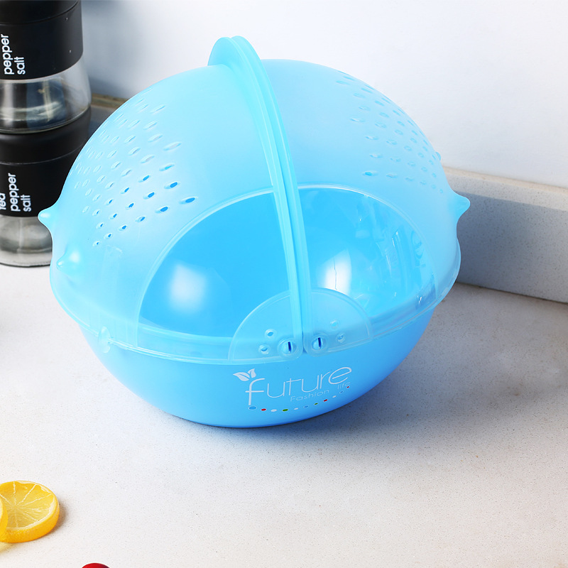 Creative Kitchen Flip Rotating Drain Basket Fruit and Vegetable Cleaning Basin Dish Washing Basket Plastic Large Drain Basket