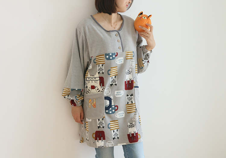 Daily Order Cute Cartoon Autumn and Winter Warm Apron Plush Homewear Overclothes Bib Antifouling Kitchen Long Sleeve Apron Daily Order Cute Cartoon Autumn and Winter Warm Apron Plush Homewear Overclothes Bib Antifouling Kitchen Long Sleeve Apron