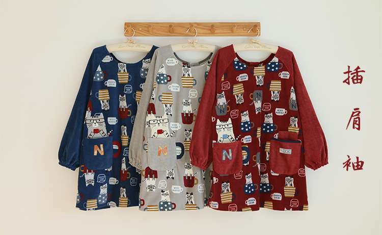 Daily Order Cute Cartoon Autumn and Winter Warm Apron Plush Homewear Overclothes Bib Antifouling Kitchen Long Sleeve Apron Daily Order Cute Cartoon Autumn and Winter Warm Apron Plush Homewear Overclothes Bib Antifouling Kitchen Long Sleeve Apron