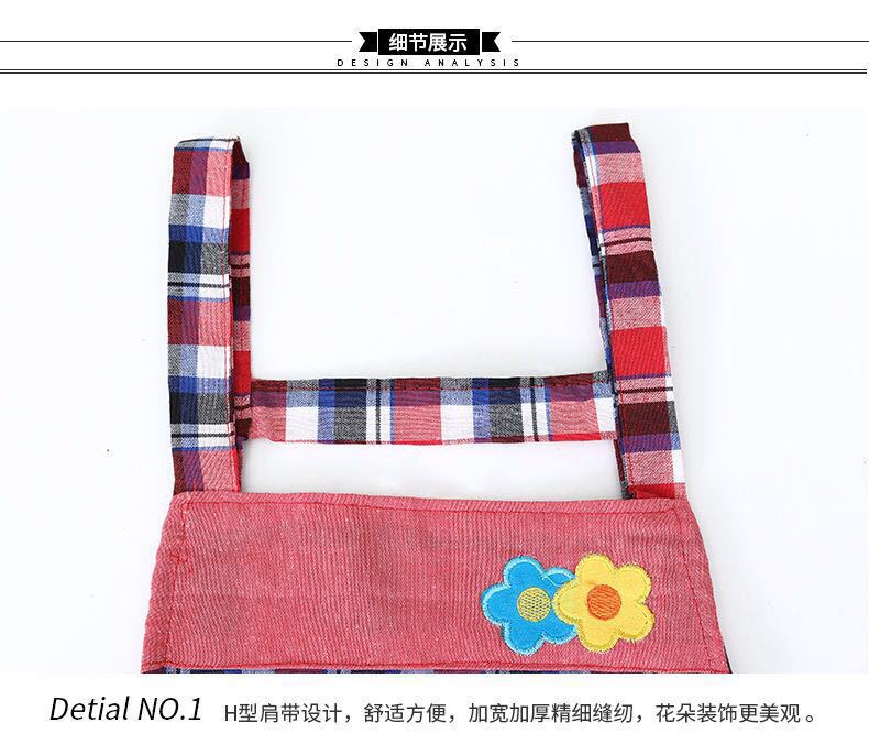 New Two Flower Zipper Apron Plaid Pure Cotton Household Sleeveless Apron Apron Custom Factory Direct Sales New Two Flower Zipper Apron Plaid Pure Cotton Household Sleeveless Apron Apron Custom Factory Direct Sales