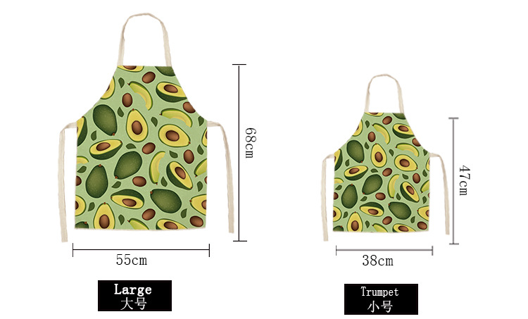 Cute Avocado Cartoon Pattern Women's Apron Korean Fashion Kitchen Cooking Half-Length Men Sleeveless Apron Cute Avocado Cartoon Pattern Women's Apron Korean Fashion Kitchen Cooking Half-Length Men Sleeveless Apron