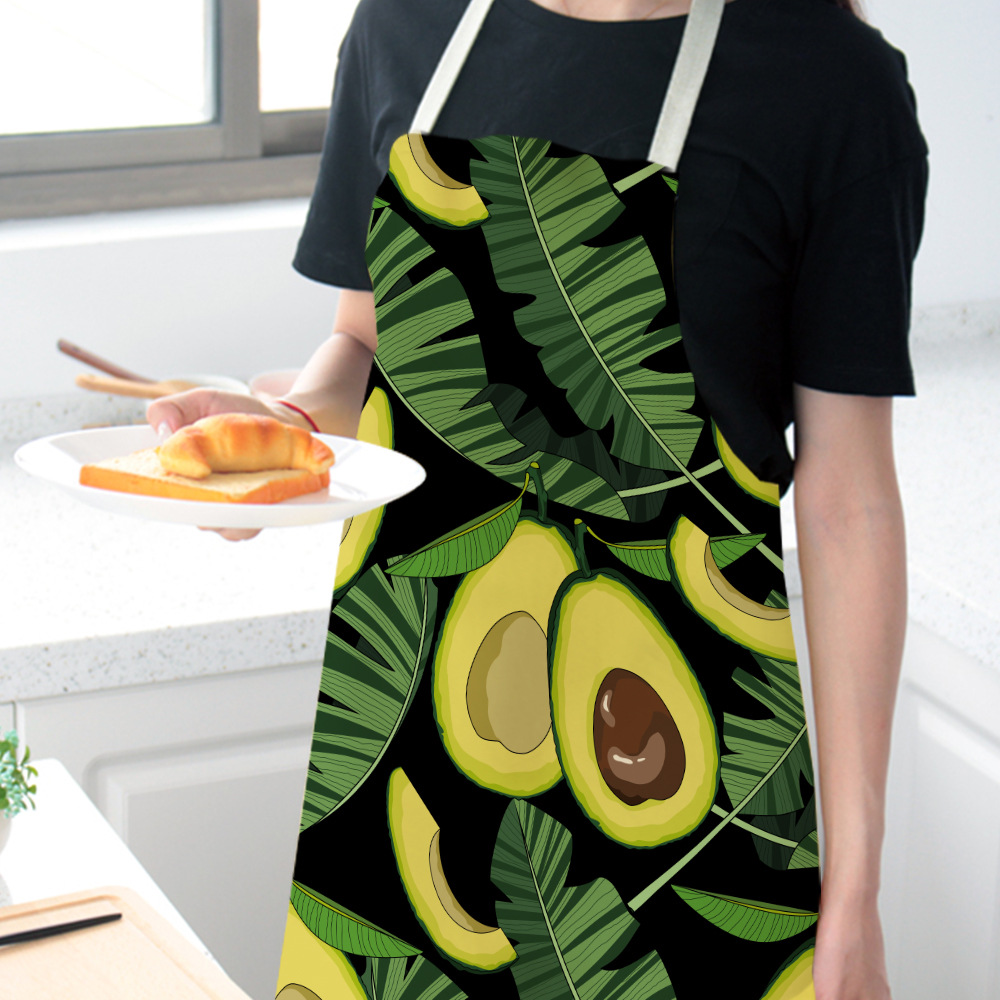 Cute Avocado Cartoon Pattern Women&#039;s Apron Korean Fashion Kitchen Cooking Half-Length Men Sleeveless Apron