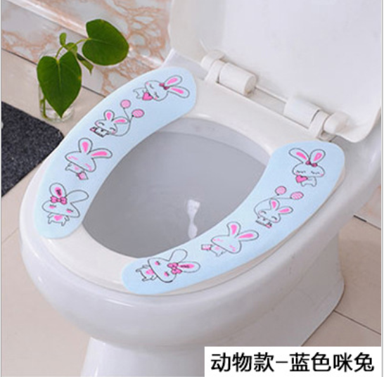 Cartoon Toilet Seat Cover Pad Adhesive Universal Happy Day Warm Thickened Static Toilet Seat Cushion Closestool Cushion