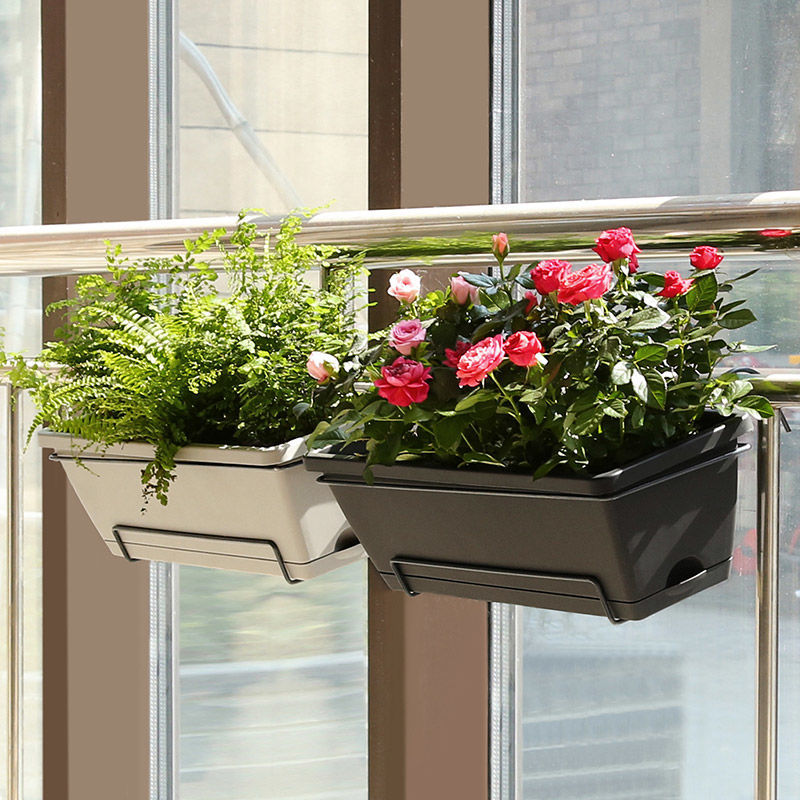 Planting Basin Horun Basin Long Flower Pot Rectangular Balcony Vegetable Planting Artifact Indoor Extra Large Planting Trough Railing Plastic