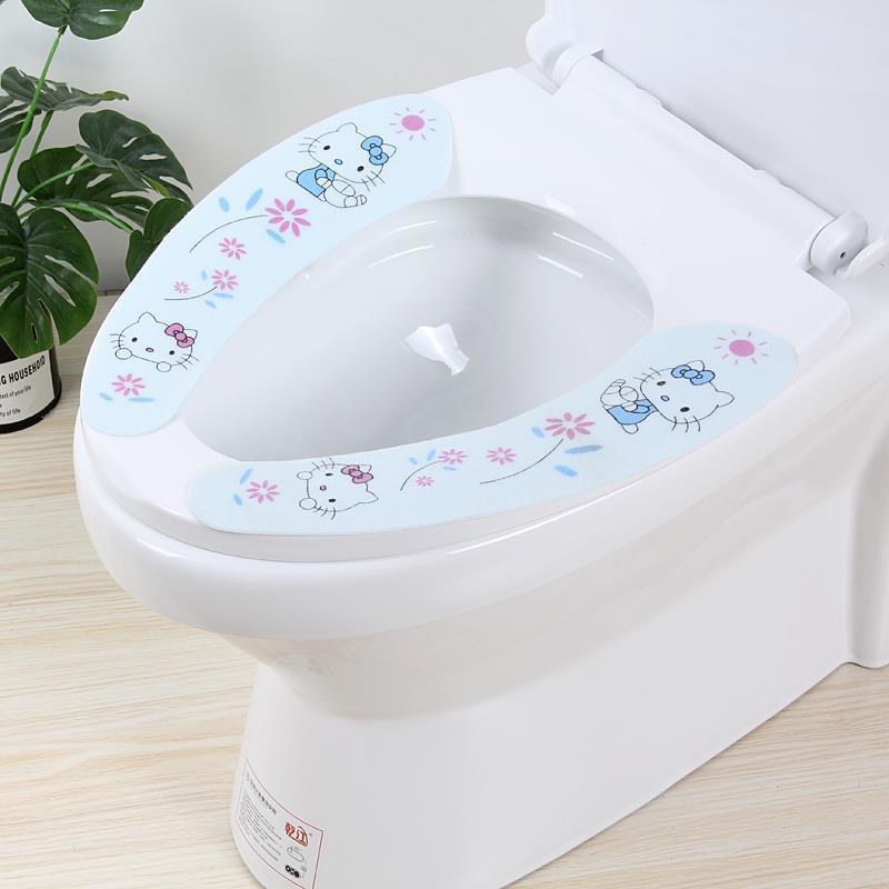 6 pairs of toilet seat cushion household waterproof lovely toilet seat cover toilet seat cover thickening paste general