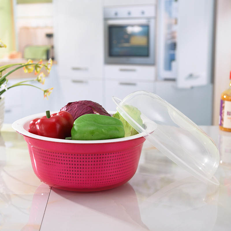 Kitchen for wash basket plastic fruit bowl double layer dripping basket fruit and vegetable basket for wash basin drip sieve