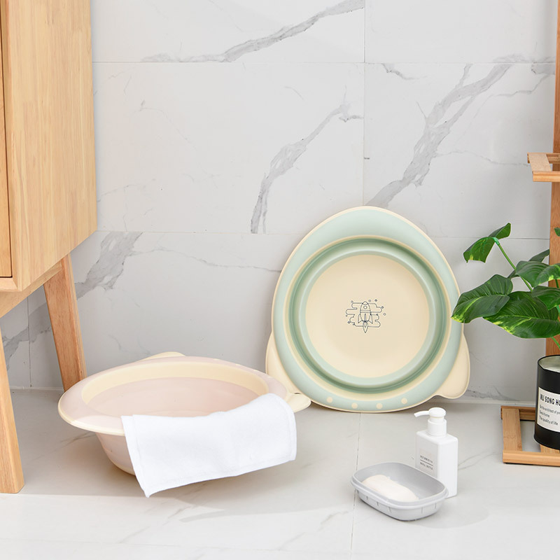 Children&#039;s Cute Cartoon Rocket Pattern Folding Basin Home Travel Easy to Carry and Not Easy to Deform Plastic Wash-Basin