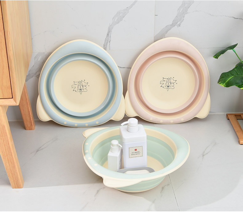 Children's Cute Cartoon Rocket Pattern Folding Basin Home Travel Easy to Carry and Not Easy to Deform Plastic Wash-Basin Children's Cute Cartoon Rocket Pattern Folding Basin Home Travel Easy to Carry and Not Easy to Deform Plastic Wash-Basin