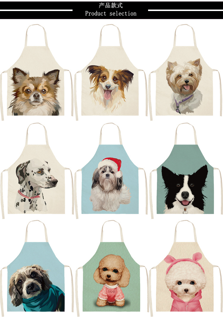 New Korean Style Linen Thin Sleeveless Apron Cute Dog Pattern Animal Cartoon Summer Adult Overclothes Kitchen New Korean Style Linen Thin Sleeveless Apron Cute Dog Pattern Animal Cartoon Summer Adult Overclothes Kitchen