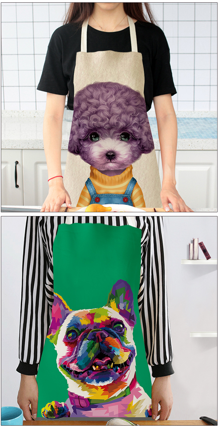 New Korean Style Linen Thin Sleeveless Apron Cute Dog Pattern Animal Cartoon Summer Adult Overclothes Kitchen New Korean Style Linen Thin Sleeveless Apron Cute Dog Pattern Animal Cartoon Summer Adult Overclothes Kitchen