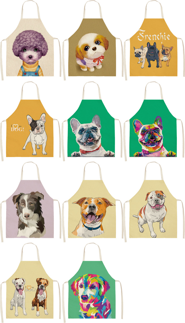 New Korean Style Linen Thin Sleeveless Apron Cute Dog Pattern Animal Cartoon Summer Adult Overclothes Kitchen New Korean Style Linen Thin Sleeveless Apron Cute Dog Pattern Animal Cartoon Summer Adult Overclothes Kitchen