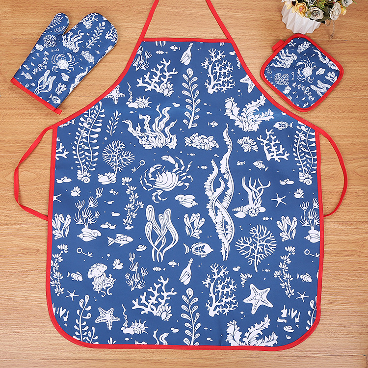 Ocean Microwave Oven Gloves Mat Apron Three Suits Heat Resistant Padded Heat Insulation Gloves Mat Apron Set Ocean Microwave Oven Gloves Mat Apron Three Suits Heat Resistant Padded Heat Insulation Gloves Mat Apron Set