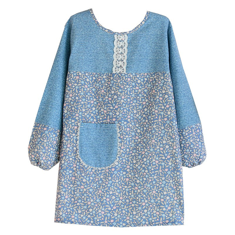 Korean Fashion Apron Pastoral Household Kitchen Overclothes Waterproof and Oil-Proof Bib Home Workwear Long Sleeve Apron