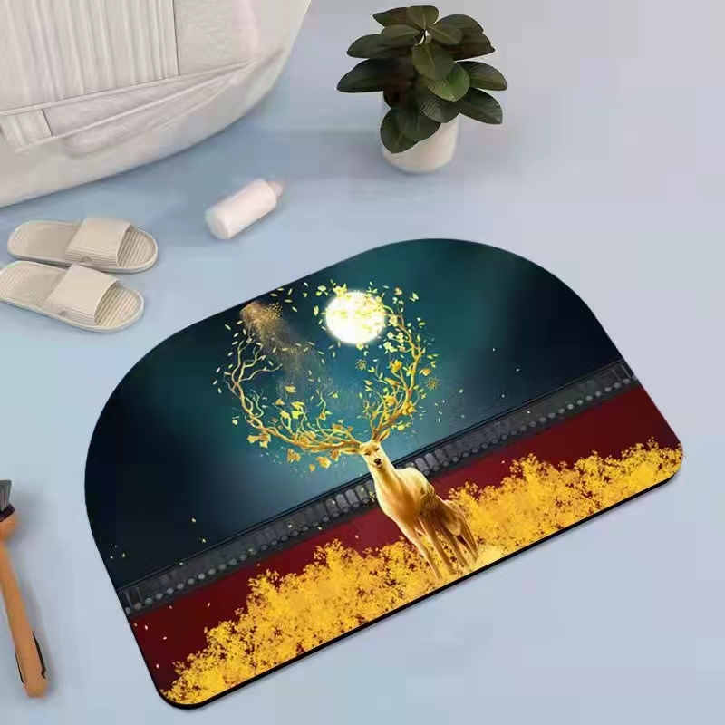 Diatom Ooze Cushion Toilet Absorbent Mat Toilet Door Non-Slip Foot Mats Quick-Drying Toilet Bathroom Mats Semicircle