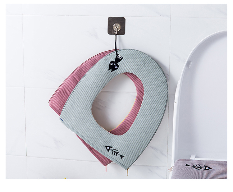 Home Autumn and Winter Toilet Mat Household Waterproof O-Type Leather with Zipper Cute Kitten Happy Day Circle Closestool Cushion Home Autumn and Winter Toilet Mat Household Waterproof O-Type Leather with Zipper Cute Kitten Happy Day Circle Closestool Cushion