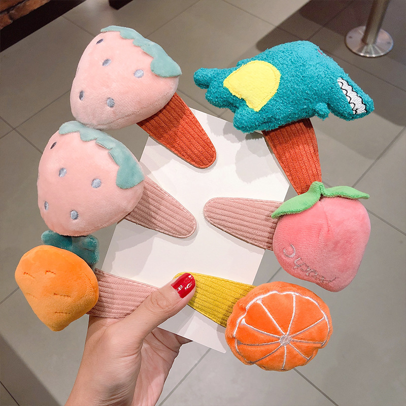 Large Cartoon Doll for Face Washing Cloth Hairpin Korean Style Fruit Animal Cute Hairpin Girl BB Clip Hair Accessories