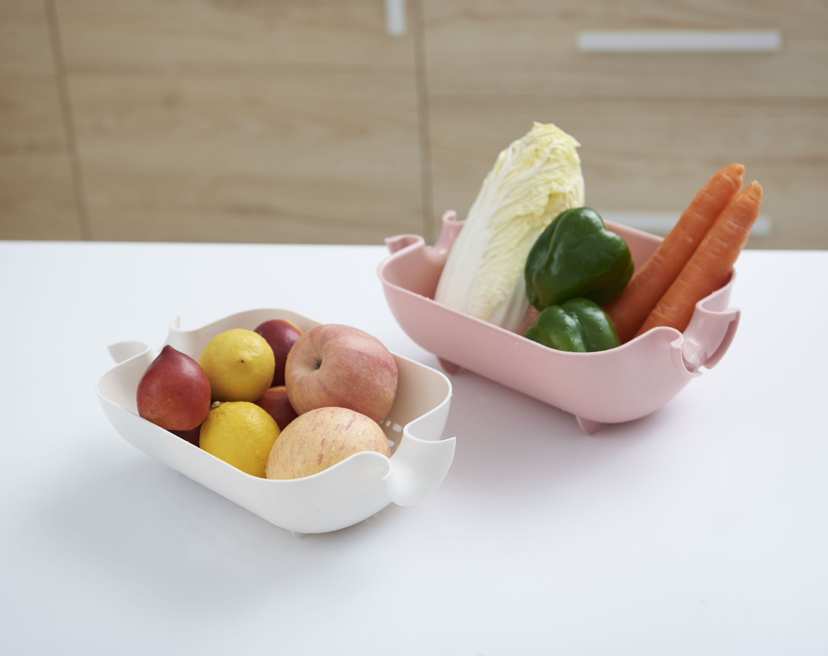 Double Layer Vegetable Washing Basket Draining Basin Household Plastic Rotating Disk Kitchen Fruit Storage Basket Plastic Vegetable Basket