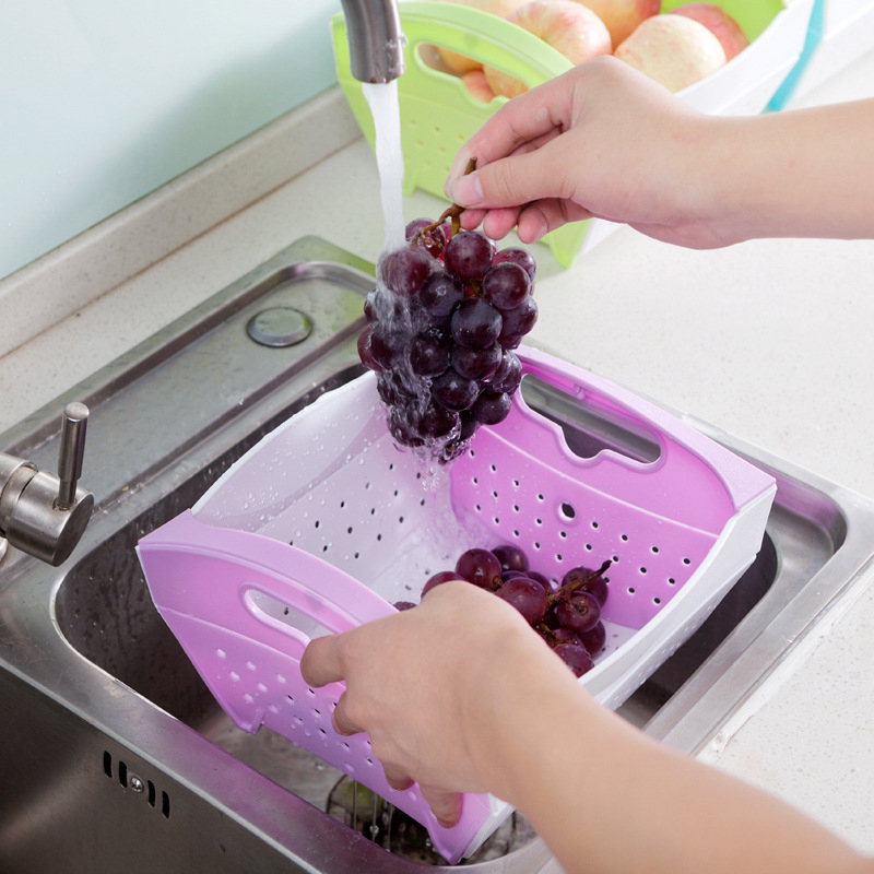 Double Layer Vegetable Washing Basket Draining Basin Household Plastic Rotating Disk Kitchen Fruit Storage Basket Plastic Vegetable Basket