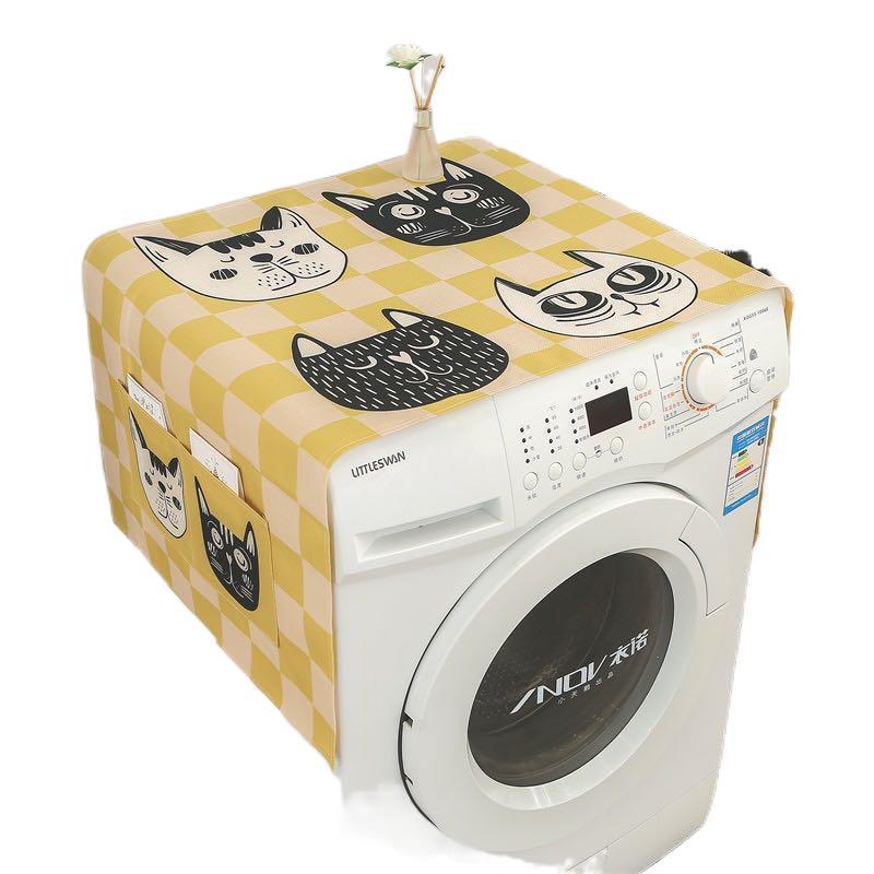Fabric Waterproof Oil-Proof Automatic Roller Washing Machine Cover Cloth Sun Protection Double Open Refrigerator Dust Cover Microwave Oven Cover Towel