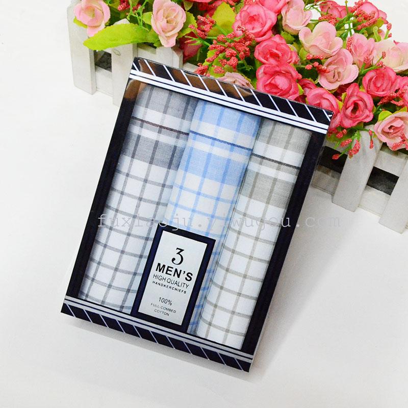 Men&#039;s cotton handkerchief 430 foreign washing cloth towel box Plaid handkerchief small towel