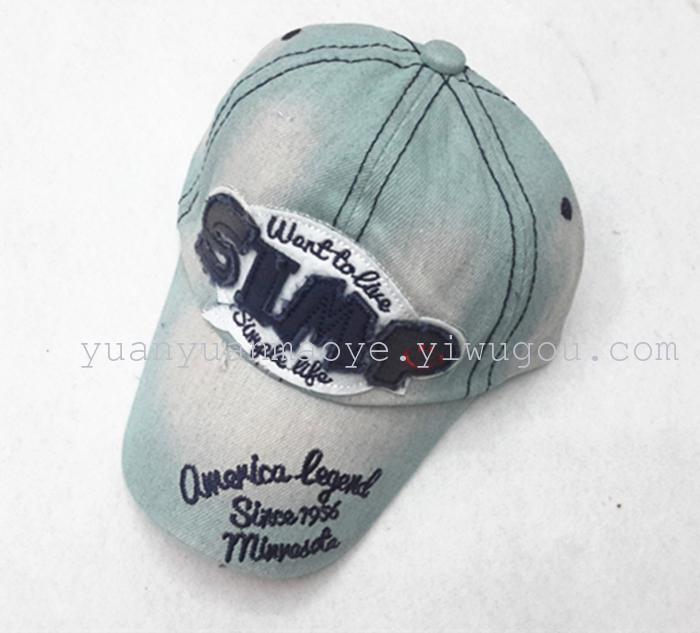 Korean washing children's cowboy and pasted cloth embroidered Baseball Cap Korean washing children's cowboy and pasted cloth embroidered Baseball Cap