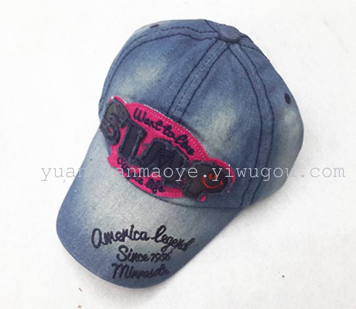Korean washing children's cowboy and pasted cloth embroidered Baseball Cap Korean washing children's cowboy and pasted cloth embroidered Baseball Cap