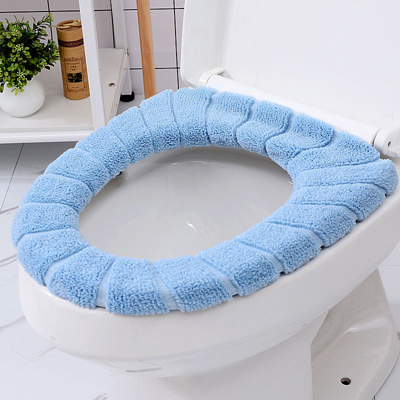 Universal Toilet Pad Cushion Plush Toilet Seat Cover Autumn and Winter Warm Toilet Seat Cover Cute Knitting Portable Happy Day