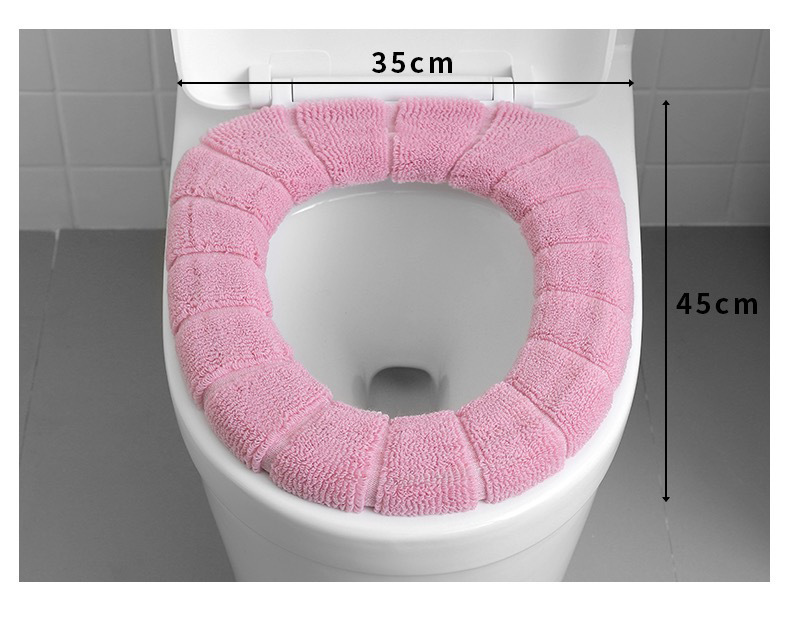 Universal Toilet Pad Cushion Plush Toilet Seat Cover Autumn and Winter Warm Toilet Seat Cover Cute Knitting Portable Happy Day
