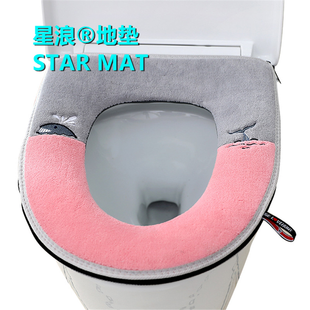 Embroidered Kitten Toilet Mat Closestool Cushion Household Winter Thicken Toilet Seat Cushion Toilet Seat Cover Zipper