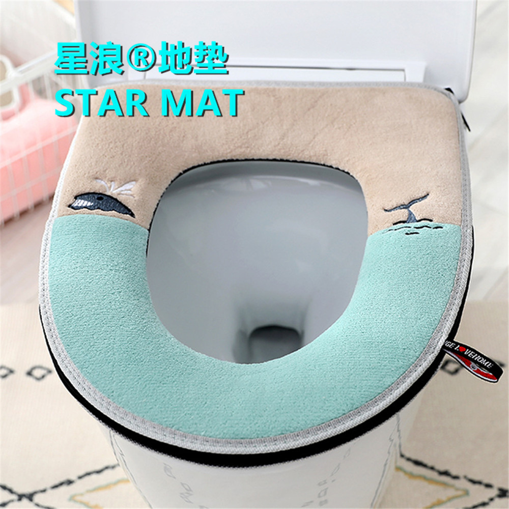 Embroidered Kitten Toilet Mat Closestool Cushion Household Winter Thicken Toilet Seat Cushion Toilet Seat Cover Zipper