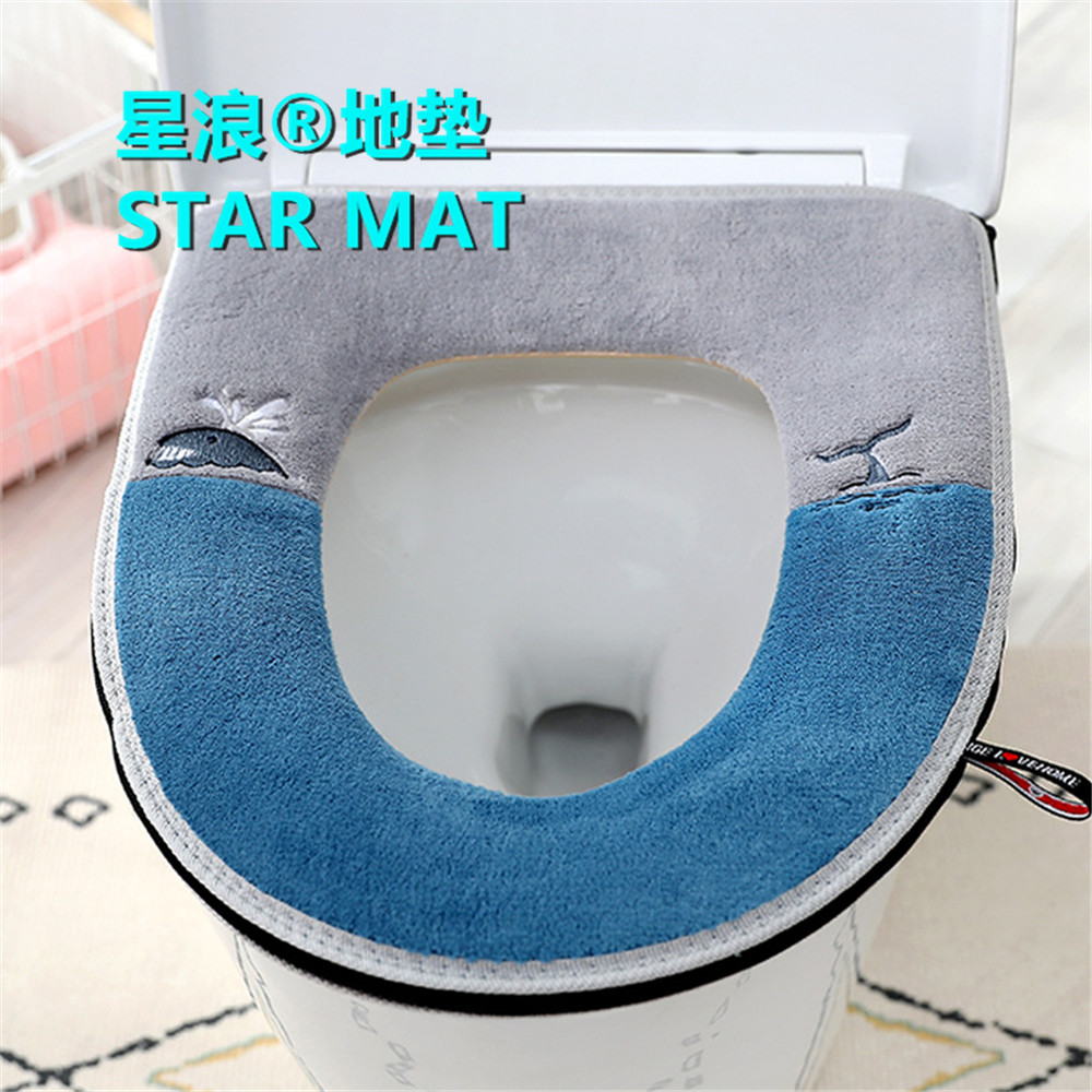 Embroidered Kitten Toilet Mat Closestool Cushion Household Winter Thicken Toilet Seat Cushion Toilet Seat Cover Zipper