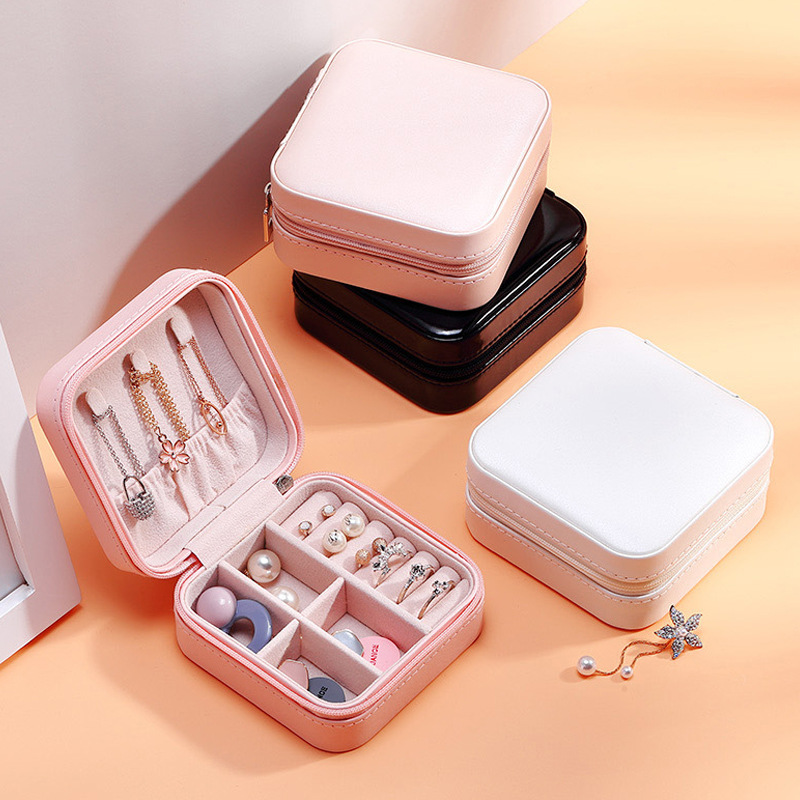 Pu Single Layer Simplicity Storage Jewelry Box Creative Portable Accessories Storage Box Ear Studs Earring Ring Small Jewelry Box